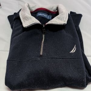 Nautica Men's Black and Gray Zip-Up Sweater